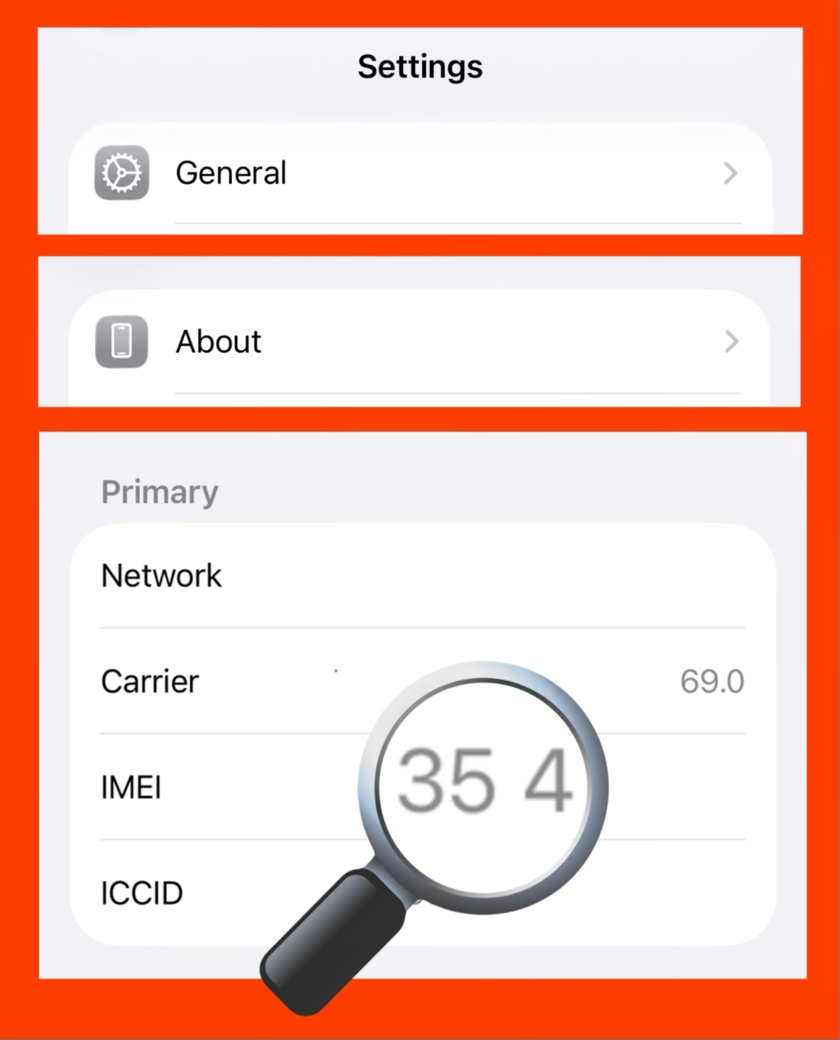 iPhone Settings About example